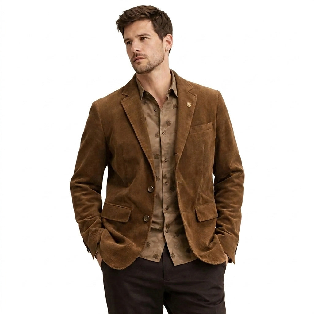 Męska marynarka sztruksowa zapinana na guziki-Blazer for men-Olave