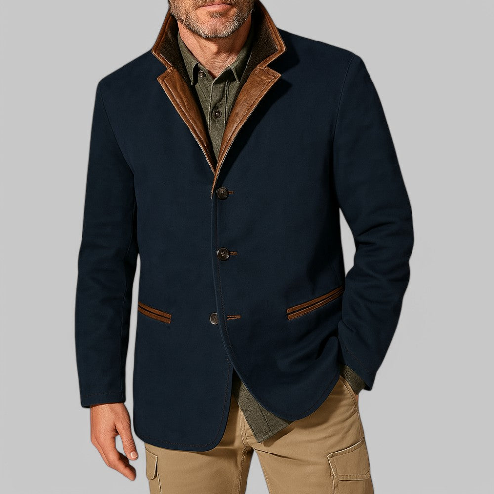 Męska marynarka typu field blazer z kontrastowym kołnierzem-Blazer for men-Olave