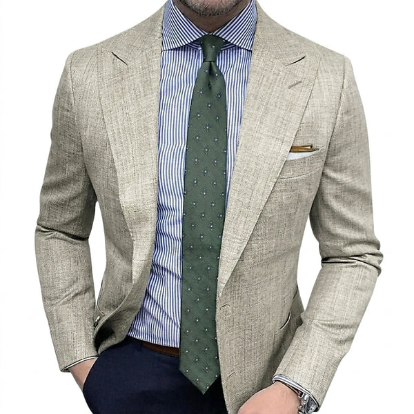 Męska marynarka z klapami w szpic i naszywanymi kieszeniami-Blazer for men-Olave