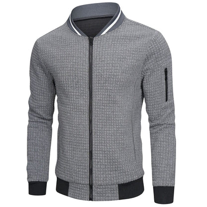 Męska Pikowana Kurtka z Zamkiem, Stójką i Kieszenią na Rękawie-Jackets for Men-Olave