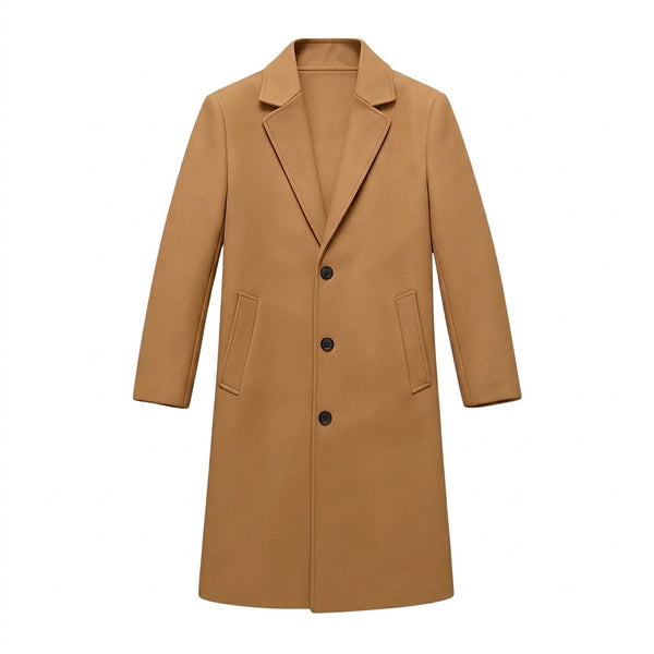 Męski długi płaszcz z zapięciem na trzy guziki-Coats for men-Olave