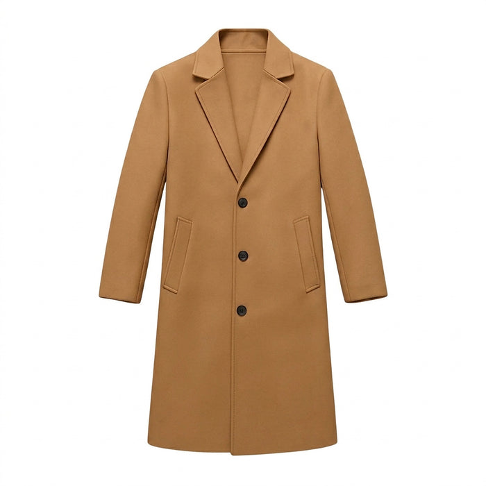 Męski długi płaszcz z zapięciem na trzy guziki-Coats for men-Olave