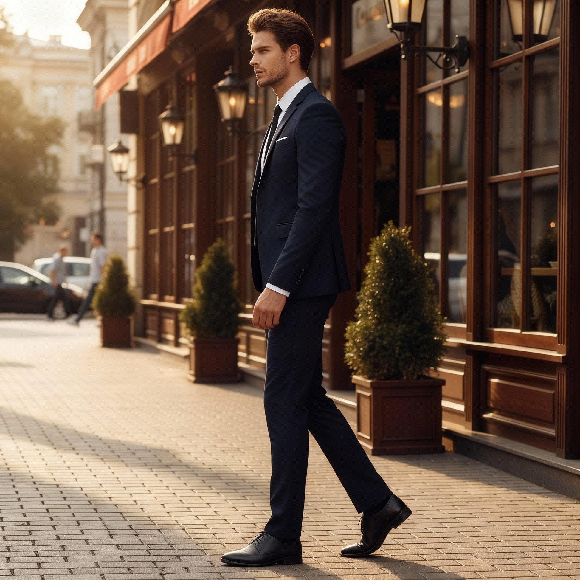 Męski garnitur dwuczęściowy z jednorzędową marynarką i prostymi spodniami-Sets for Men-Olave