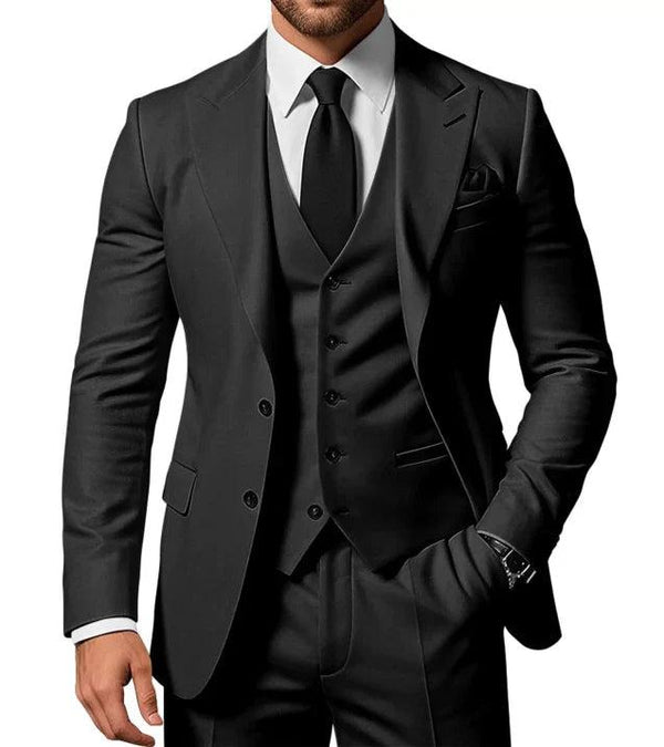 Męski Garnitur Trzyczęściowy z Marynarką z Klapami i Kamizelką-Sets for Men-Olave