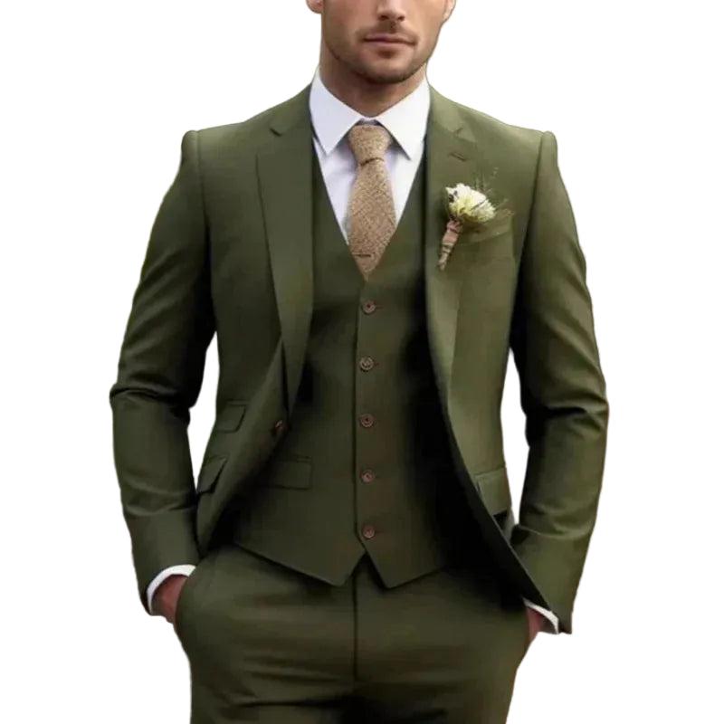 Męski garnitur trzyczęściowy zestawi z marynarką, kamizelką i spodniami-Sets for Men-Olave