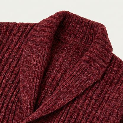 Męski kardigan o grubym splocie z szalowym kołnierzem-Cardigan for men-Olave