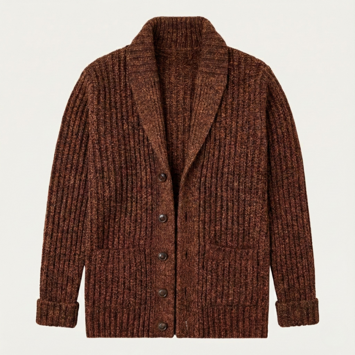Męski kardigan o grubym splocie z szalowym kołnierzem-Cardigan for men-Olave
