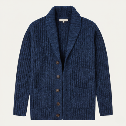 Męski kardigan o grubym splocie z szalowym kołnierzem-Cardigan for men-Olave