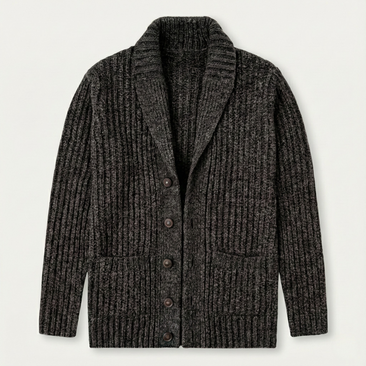 Męski kardigan o grubym splocie z szalowym kołnierzem-Cardigan for men-Olave