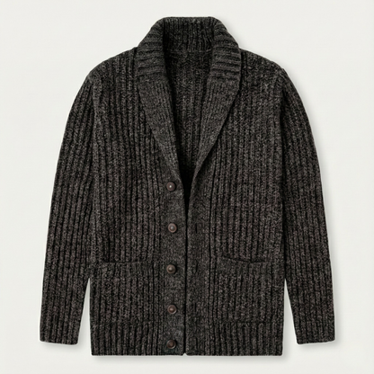 Męski kardigan o grubym splocie z szalowym kołnierzem-Cardigan for men-Olave