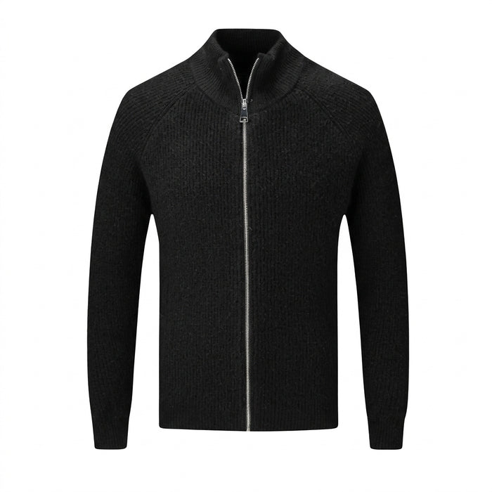 Męski kardigan z dzianiny prążkowanej zapinany na zamek-Cardigan for men-Olave