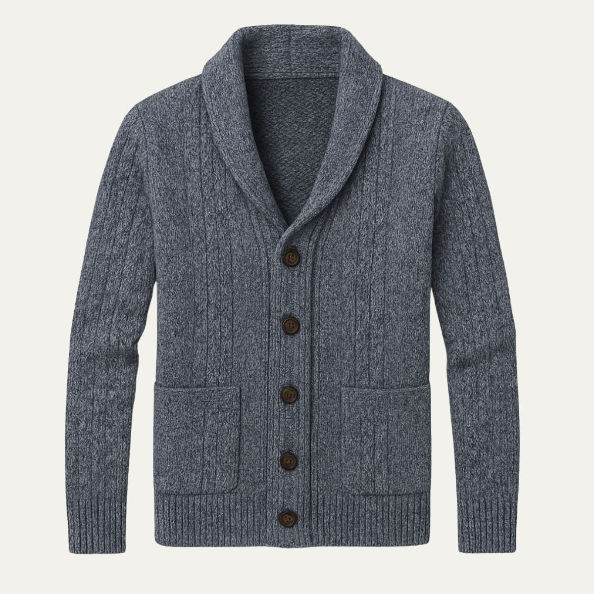 Męski kardigan z szalowym kołnierzem i warkoczowym splotem-Cardigan for men-Olave