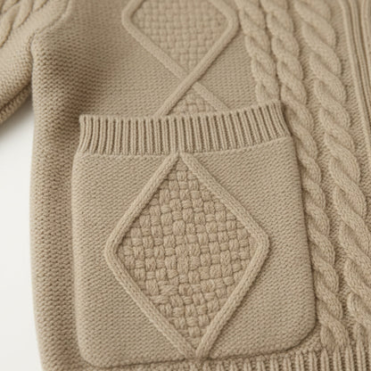 Męski kardigan z szalowym kołnierzem i warkoczowym splotem-Cardigan for men-Olave