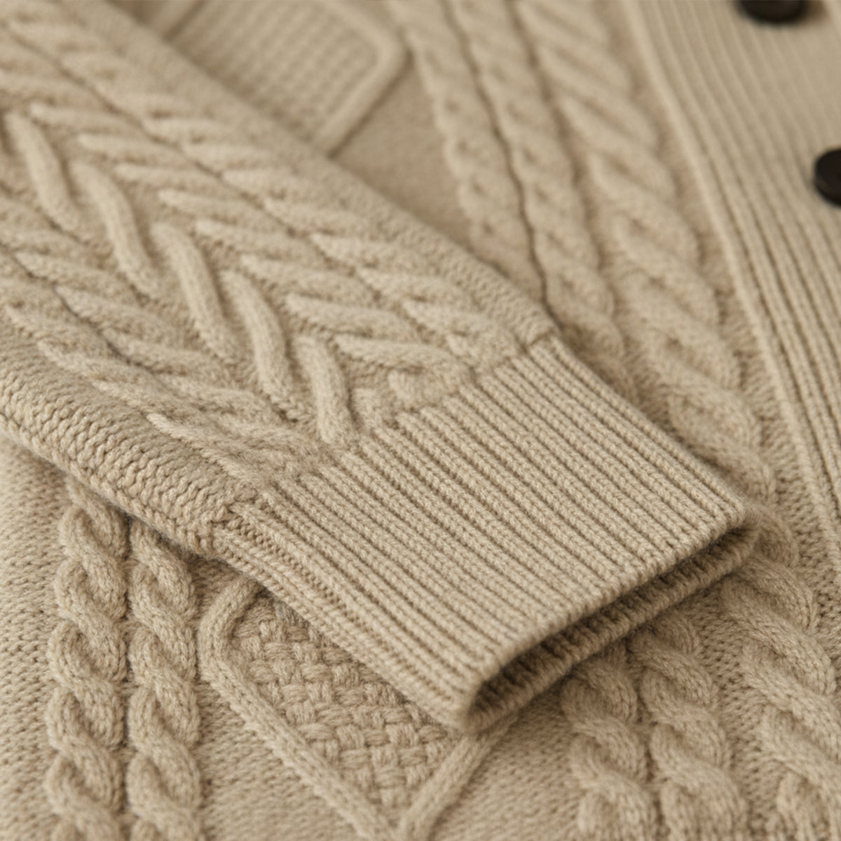 Męski kardigan z szalowym kołnierzem i warkoczowym splotem-Cardigan for men-Olave