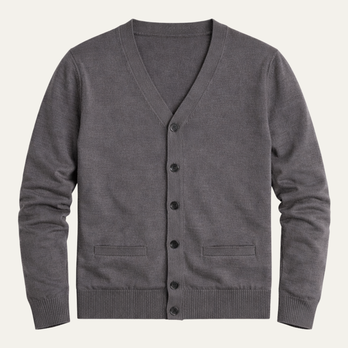 Męski kardigan zapinany na guziki z dekoltem w serek i ściągaczami-Cardigans for Men-Olave
