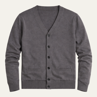 Męski kardigan zapinany na guziki z dekoltem w serek i ściągaczami-Cardigans for Men-Olave