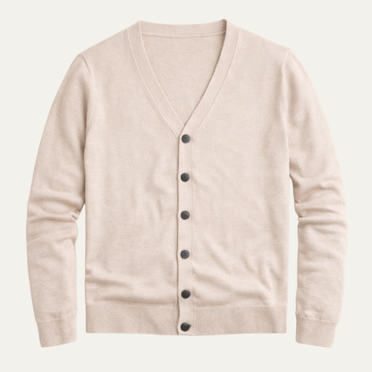 Męski kardigan zapinany na guziki z dekoltem w serek i ściągaczami-Cardigans for Men-Olave