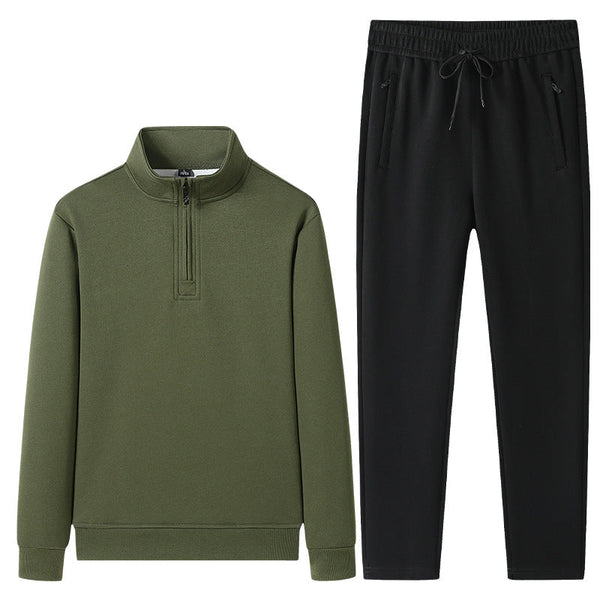 Męski komplet: bluza z zamkiem pod szyją i spodnie typu jogger-Sets for Men-Olave