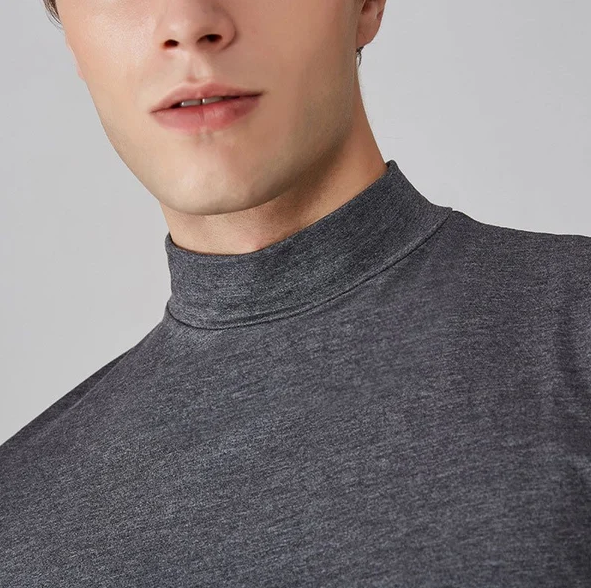 Męski koszulka z krótkim rękawem i wysokim kołnierzem-T-shirt for men-Olave