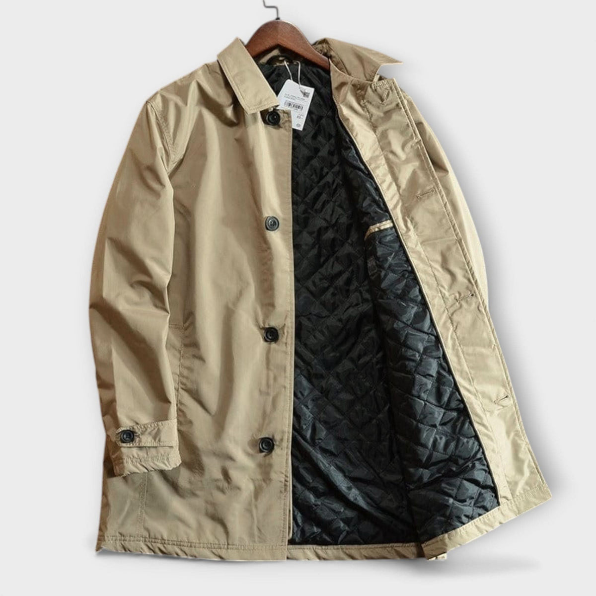 Męski płaszcz średniej długości zapinany na guziki-Coats for men-Olave