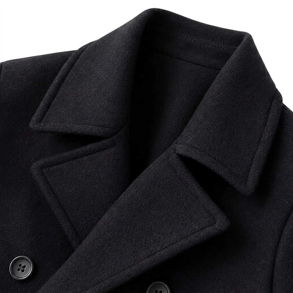 Męski płaszcz typu bosmanka z domieszką wełny i klapami-Coats for men-Olave