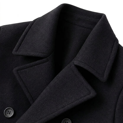 Męski płaszcz typu bosmanka z domieszką wełny i klapami-Coats for men-Olave