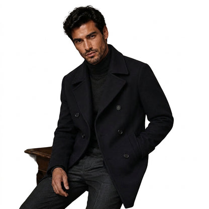 Męski płaszcz typu bosmanka z domieszką wełny i klapami-Coats for men-Olave