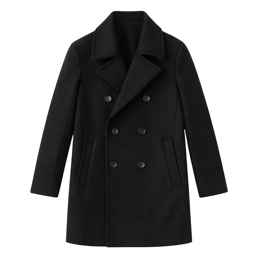 Męski płaszcz typu bosmanka z domieszką wełny i klapami-Coats for men-Olave
