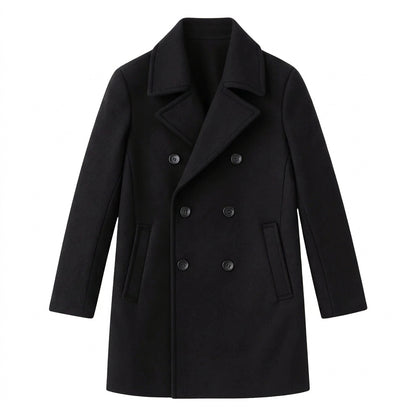 Męski płaszcz typu bosmanka z domieszką wełny i klapami-Coats for men-Olave
