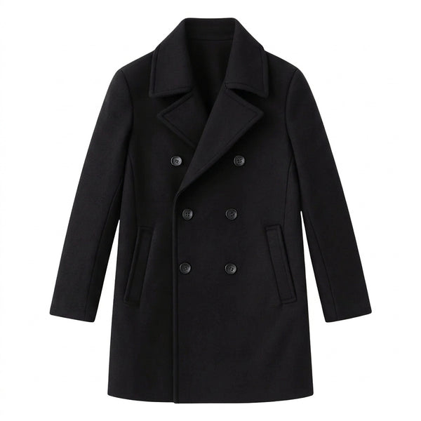 Męski płaszcz typu bosmanka z domieszką wełny i klapami-Coats for men-Olave