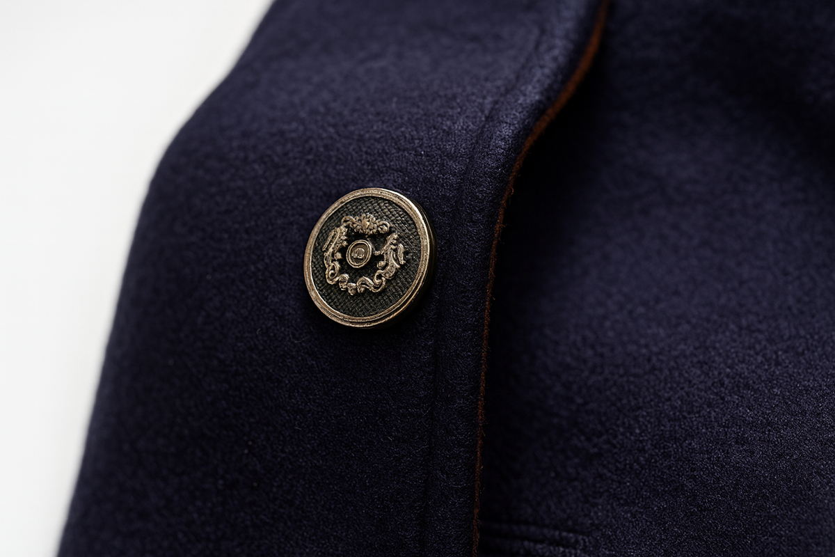 Męski płaszcz z mieszanki wełny ze stójką i pikowaną podszewką-Coats for men-Olave