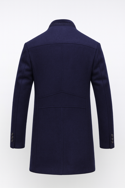 Męski płaszcz z mieszanki wełny ze stójką i pikowaną podszewką-Coats for men-Olave