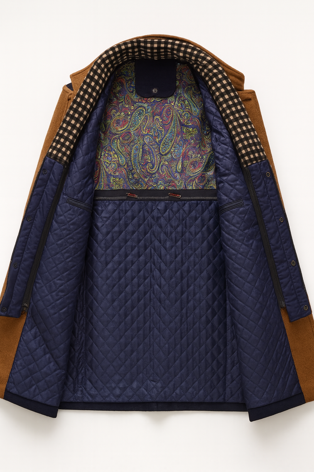 Męski płaszcz z mieszanki wełny ze stójką i pikowaną podszewką-Coats for men-Olave