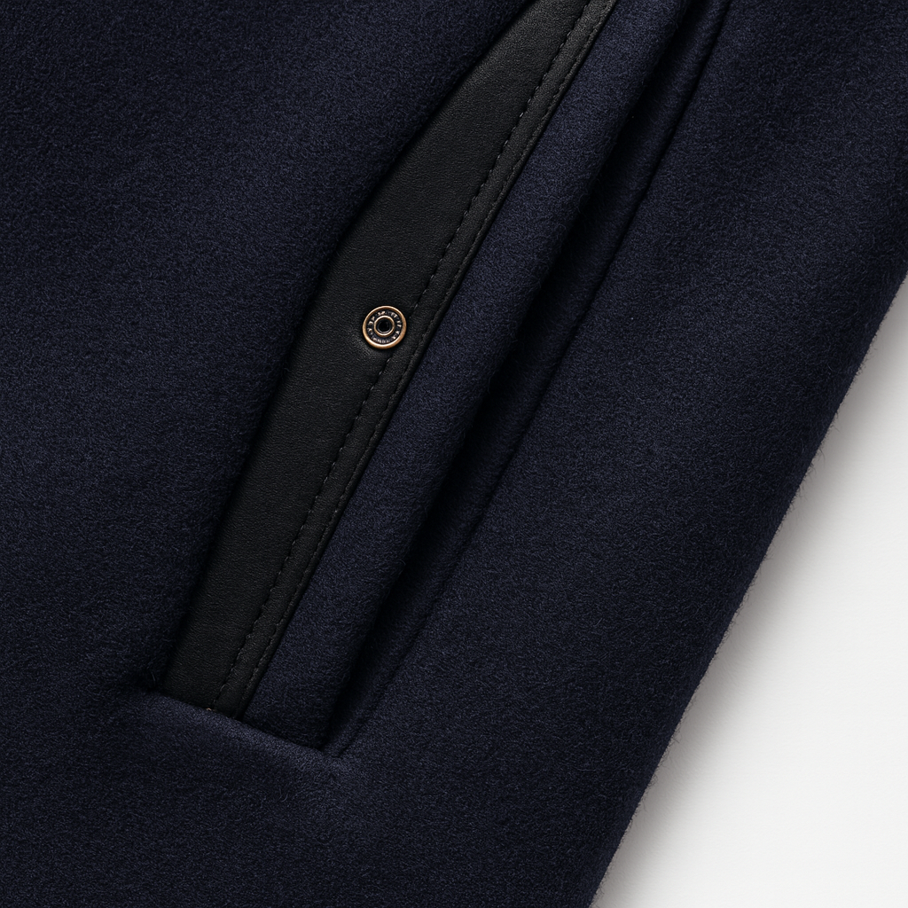 Męski płaszcz z mieszanki wełny ze stójką i pikowaną podszewką-Coats for men-Olave