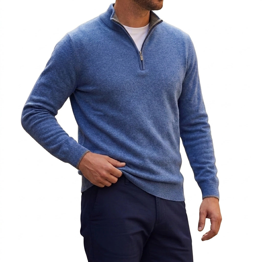 Męski sweter dzianinowy z zamkiem pod szyją-Sweaters for men-Olave