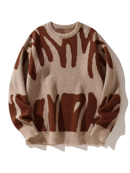 Męski sweter z dzianiny z okrągłym dekoltem i grafiką-Sweaters for men-Olave