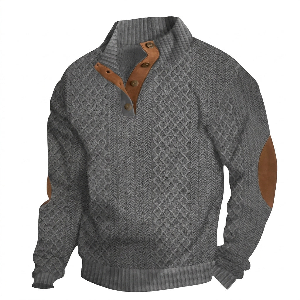 Męski sweter z warkoczowym splotem i zapięciem na guziki-Sweaters for men-Olave