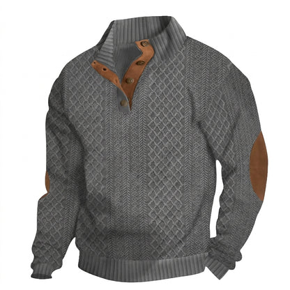 Męski sweter z warkoczowym splotem i zapięciem na guziki-Sweaters for men-Olave