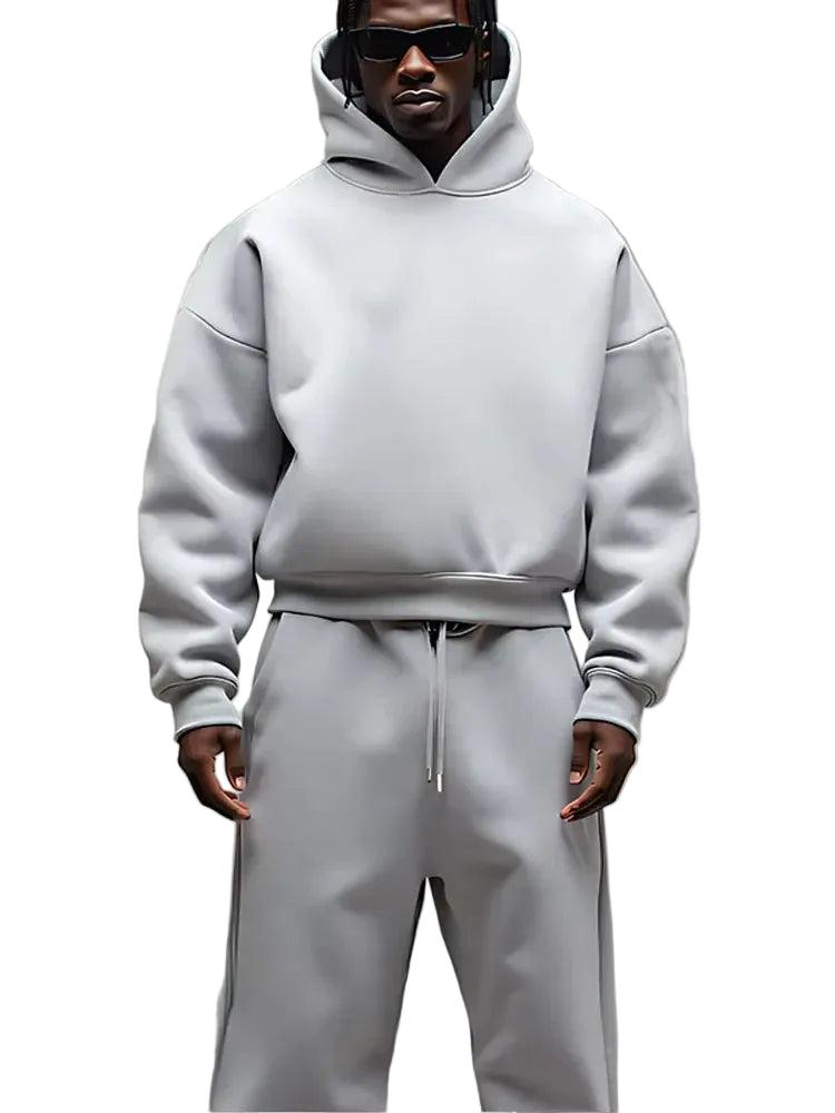 Męski zestaw bluzy z kapturem i spodni dresowych-Sets for Men-Olave
