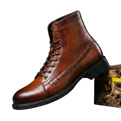 Męskie botki sznurowane z plecionym detalem z boku-Footwear for men-Olave