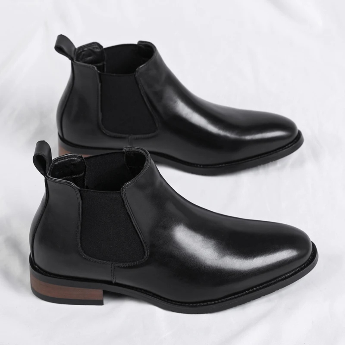 Męskie botki z elastycznymi panelami bocznymi i uchwytami-Footwear for men-Olave