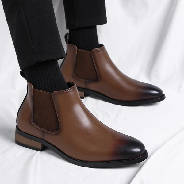 Męskie botki z elastycznymi panelami bocznymi i uchwytami-Footwear for men-Olave