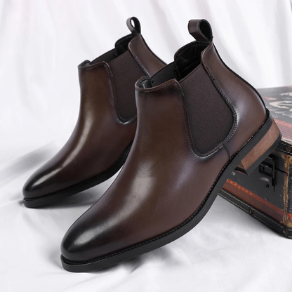 Męskie botki z elastycznymi panelami bocznymi i uchwytami-Footwear for men-Olave