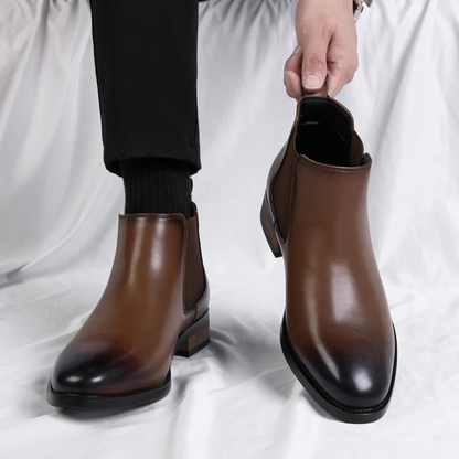 Męskie botki z elastycznymi panelami bocznymi i uchwytami-Footwear for men-Olave
