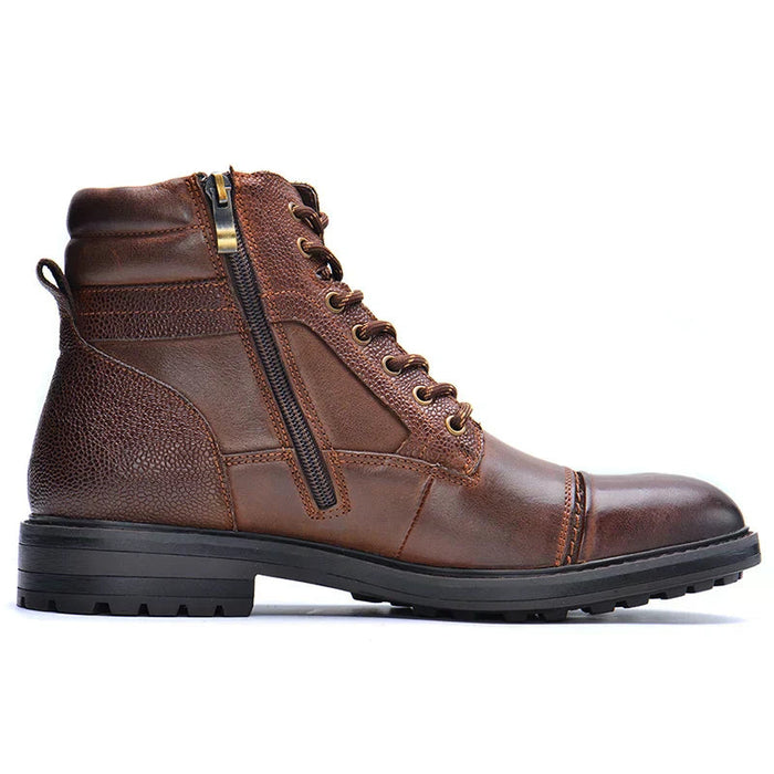 Męskie botki za kostkę z bocznym zamkiem i sznurowaniem-Men's Shoes-Olave