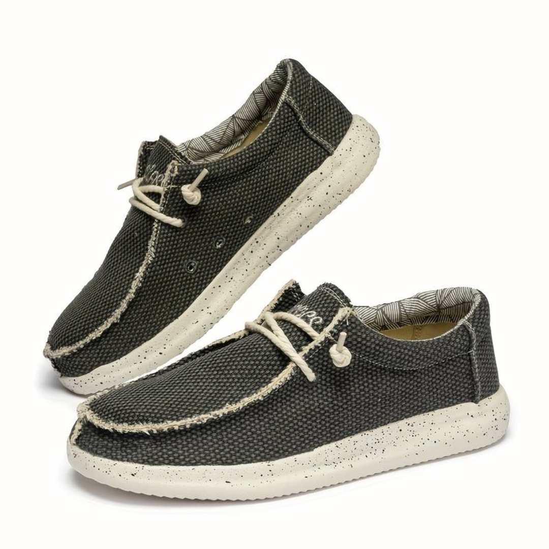 Męskie buty sznurowane z teksturowaną powierzchnią i kontrastową podeszwą-Footwear for men-Olave