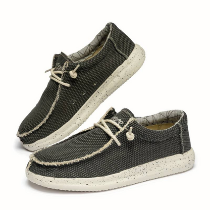 Męskie buty sznurowane z teksturowaną powierzchnią i kontrastową podeszwą-Footwear for men-Olave