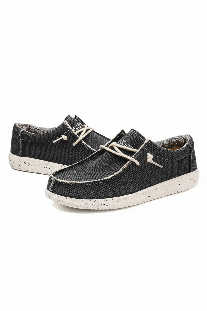 Męskie buty sznurowane z teksturowaną powierzchnią i kontrastową podeszwą-Footwear for men-Olave