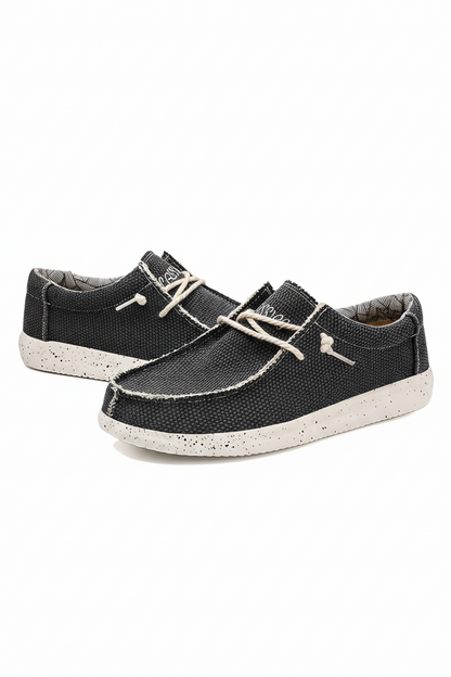 Męskie buty sznurowane z teksturowaną powierzchnią i kontrastową podeszwą-Footwear for men-Olave