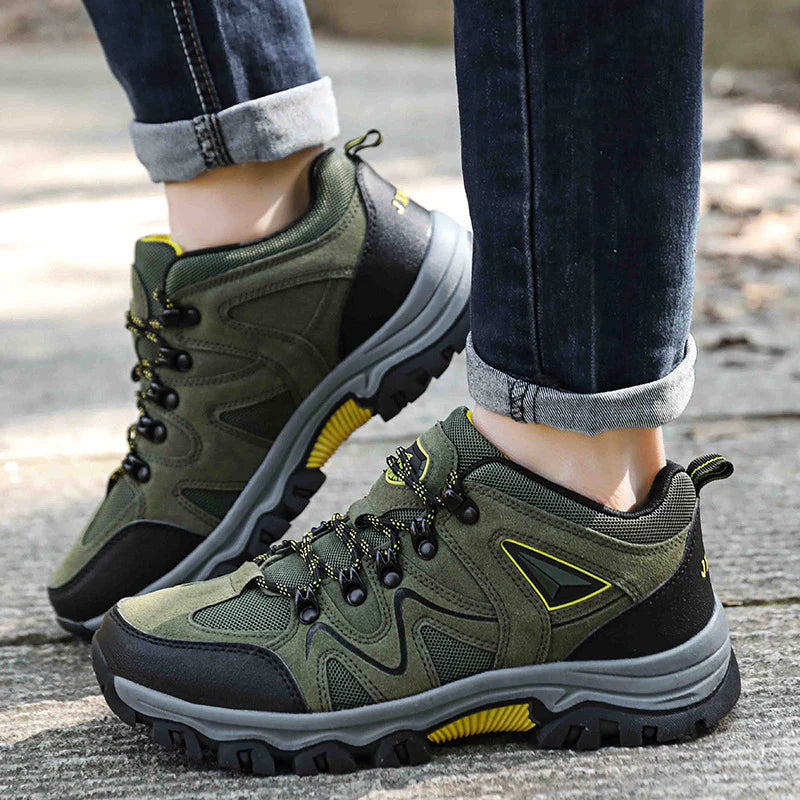 Męskie buty trekkingowe z sznurowaniem i wzmocnionym przodem-Footwear for men-Olave